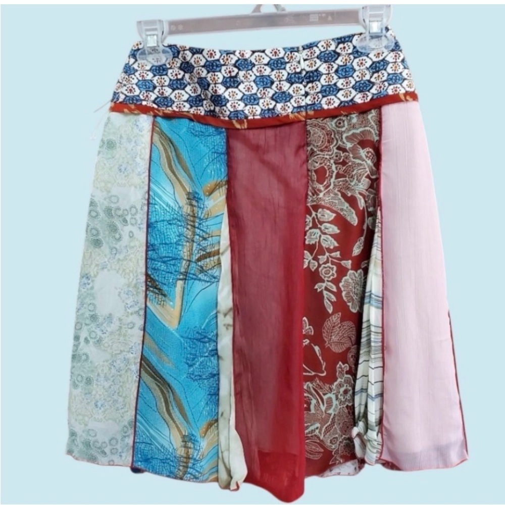 Boho Vintage 1990’s Tracey Evans Ltd Flared Silk Panel Skirt Sz 11 - Picture 3 of 8